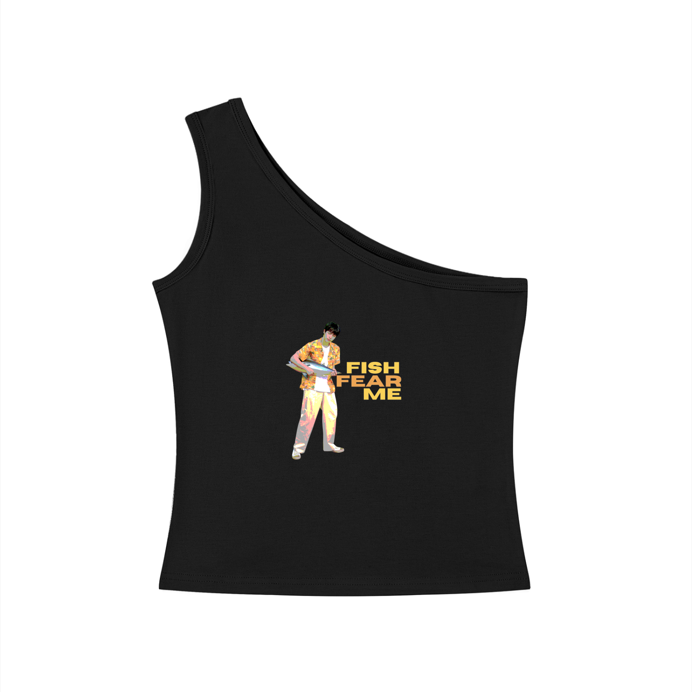Fish Fear Me (Jin) One-Shoulder Crop T-Shirt