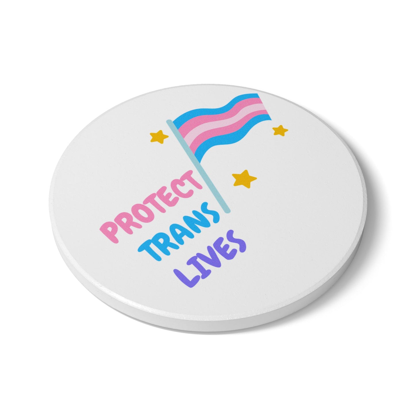 Protect Trans Lives (1) Ceramic Coaster