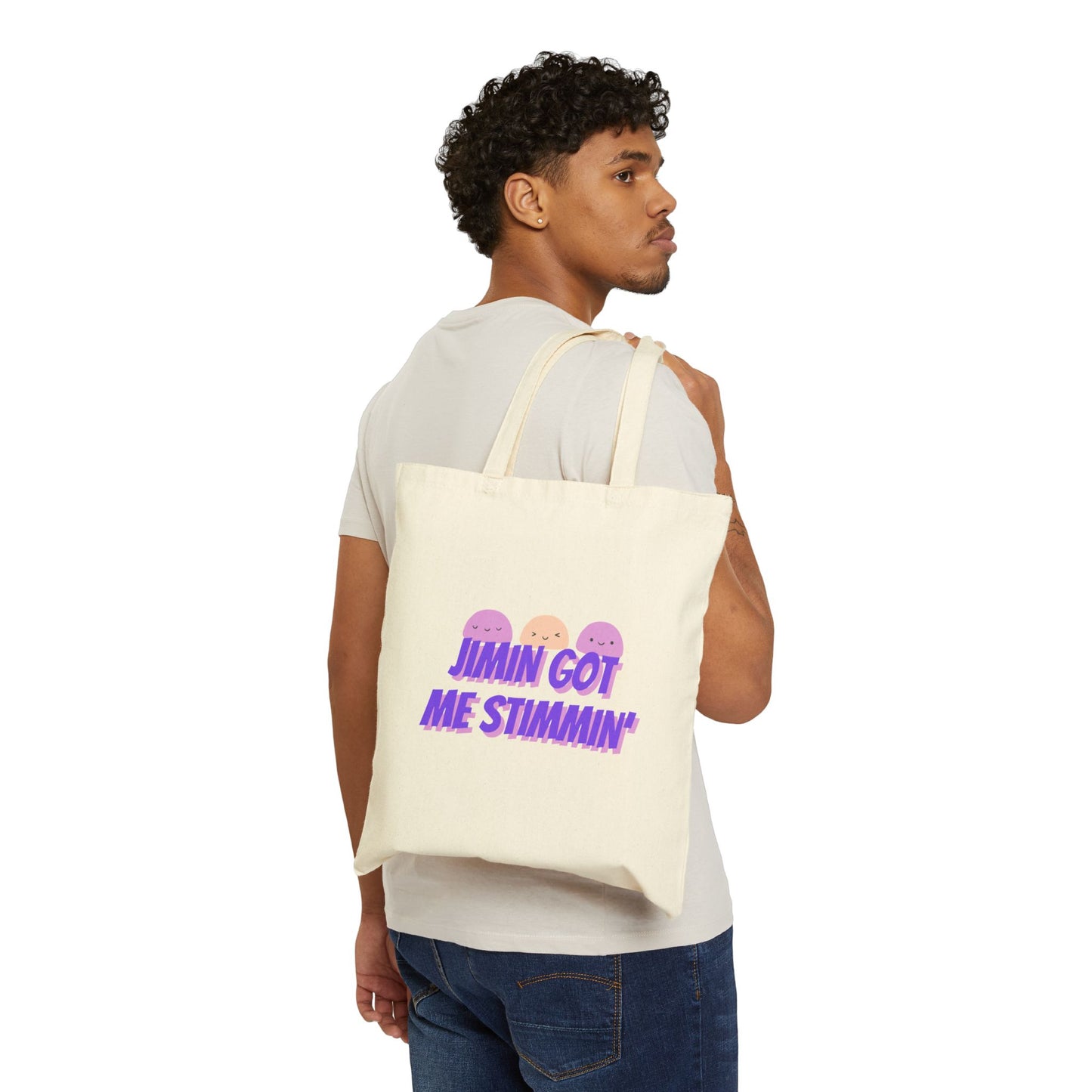 Jimin Got Me Stimmin (Mochi) Cotton Canvas Tote Bag