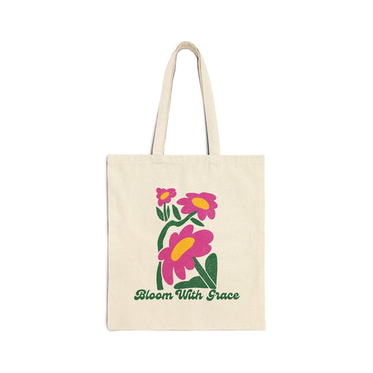 Bloom With Grace Cotton Canvas Tote Bag