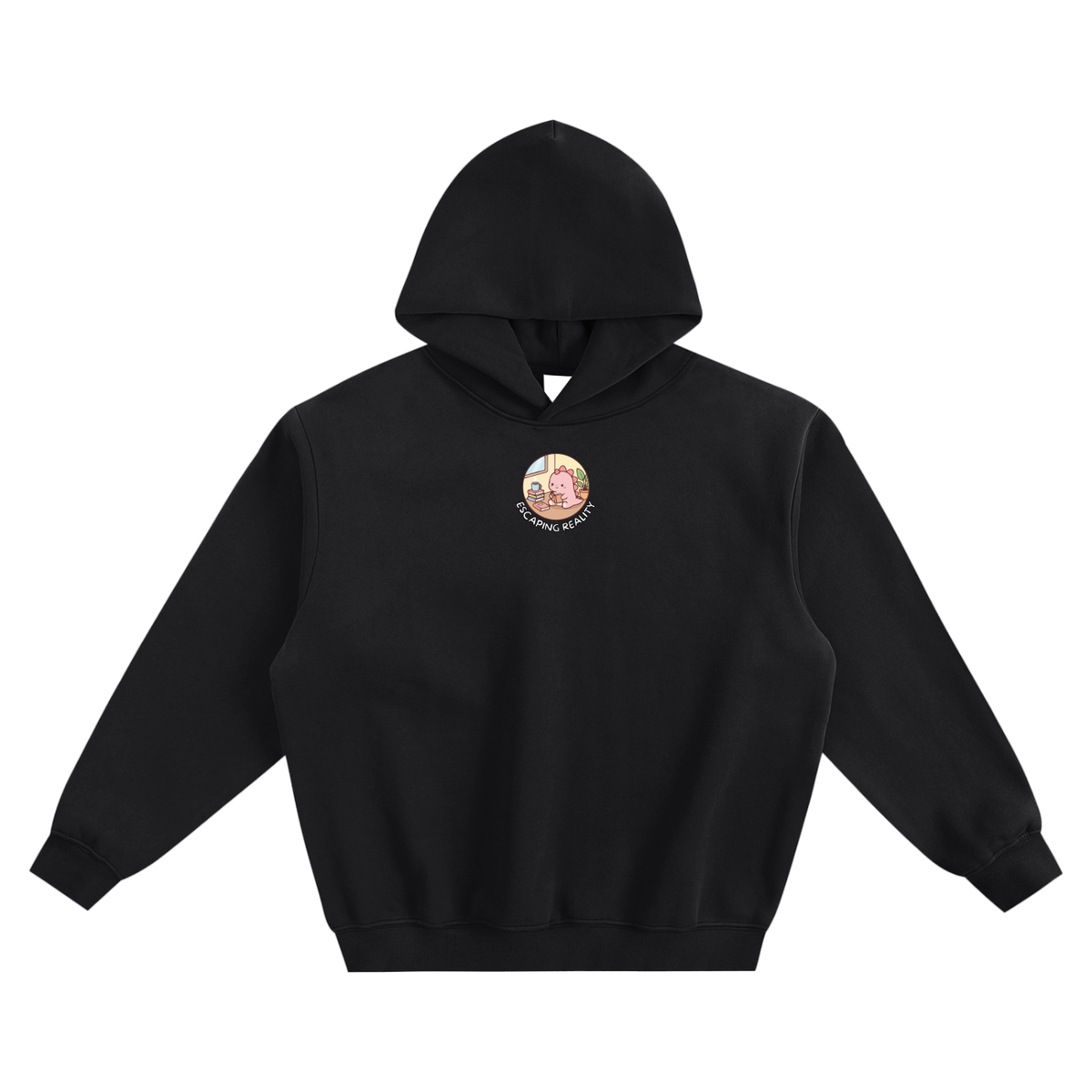 Escaping Reality (Dino) Fleeced Boxy Hoodie