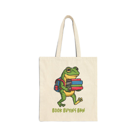Book Buying Ban (Frog) Cotton Canvas Tote Bag