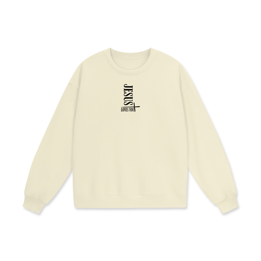 Jesus Loves You Heavyweight Drop Shoulder Oversized Fleece Sweatshirt