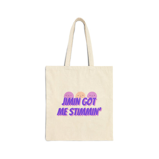 Jimin Got Me Stimmin (Mochi) Cotton Canvas Tote Bag