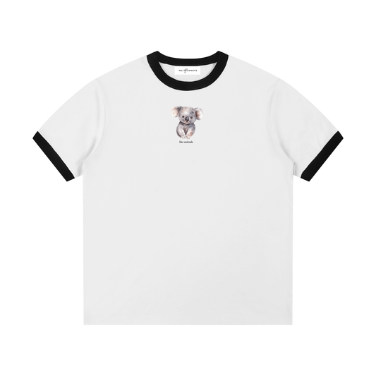Like Animals BTS (Koala) Contrast Edge Ribbed Crewneck T-Shirt