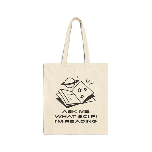 Ask Me What Scifi I'm Reading (Planets) Cotton Canvas Tote Bag