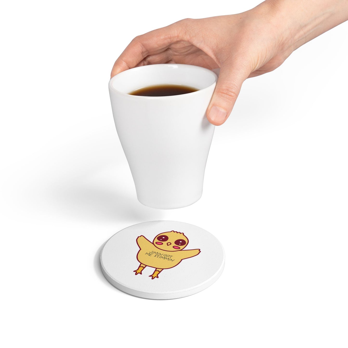 Jimin Got Me Stimmin' (Chick) Ceramic Coaster