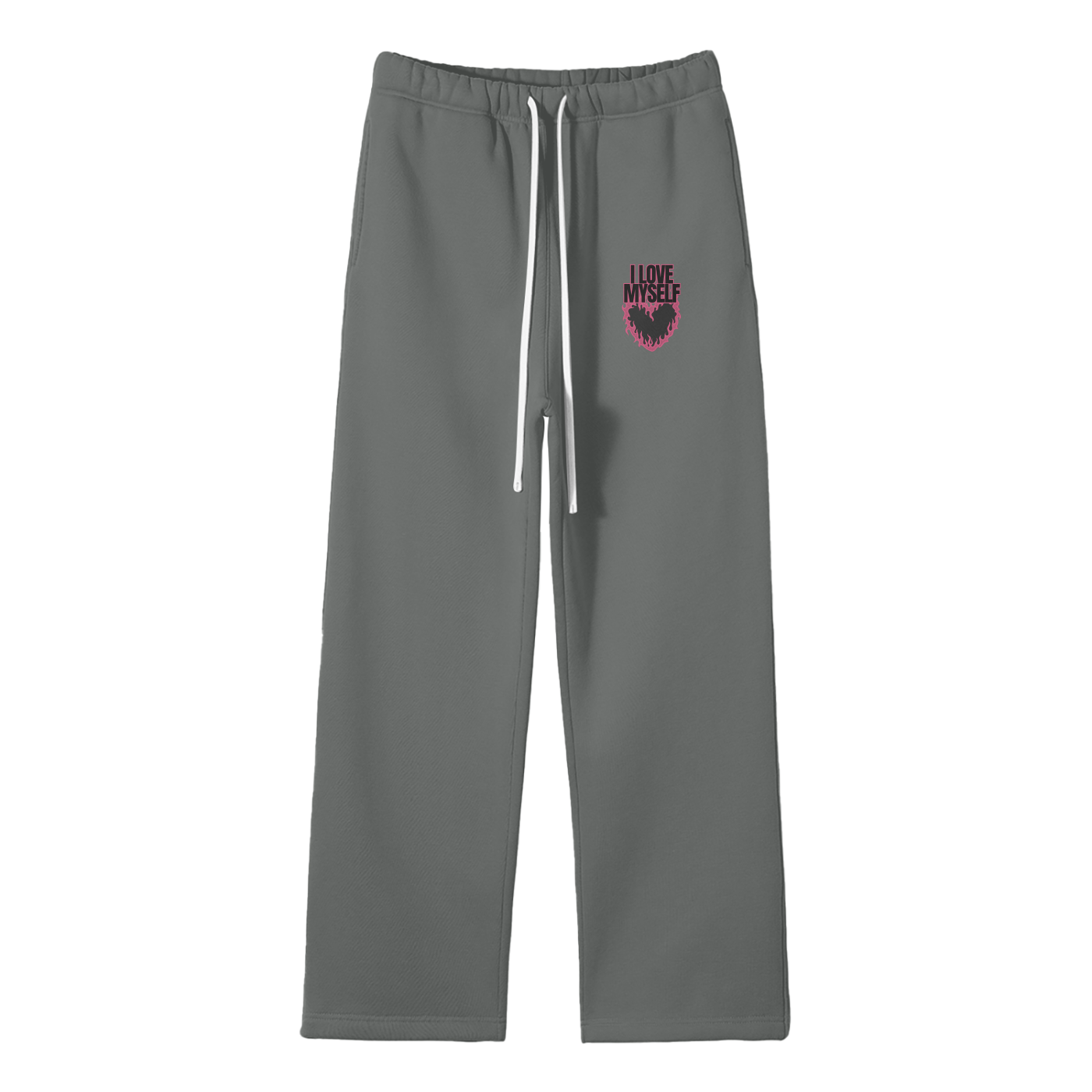 I Love Myself Streetwear Fleece Straight Leg Pants