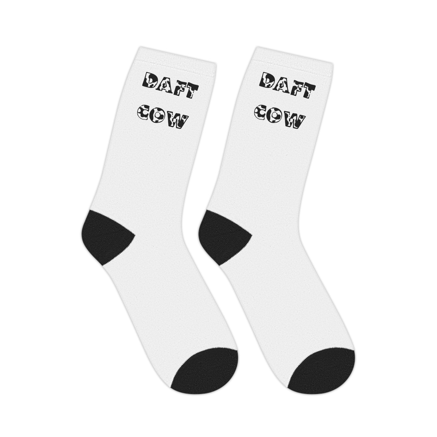 Daft Cow Mid-length Socks (White)