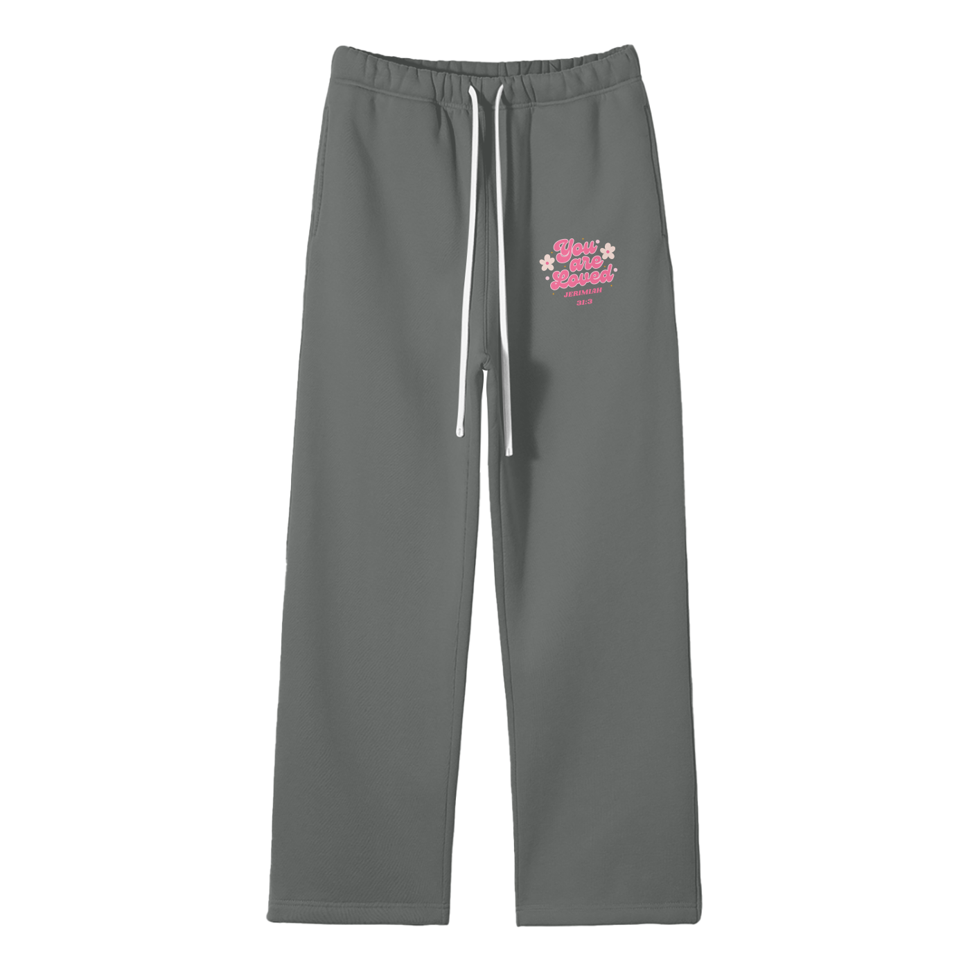You Are Loved Streetwear Unisex Solid Color Fleece Straight Leg Pants