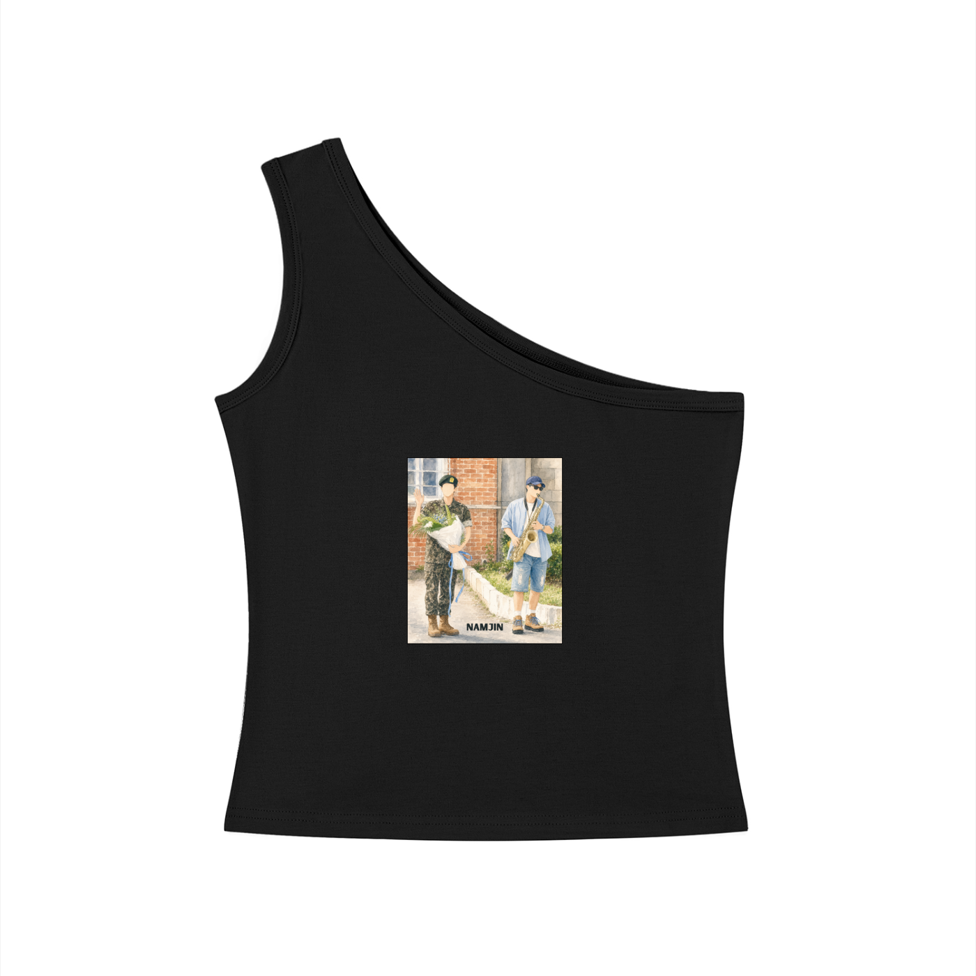 Namjin (Namjoon & Jin) One-Shoulder Crop T Shirt