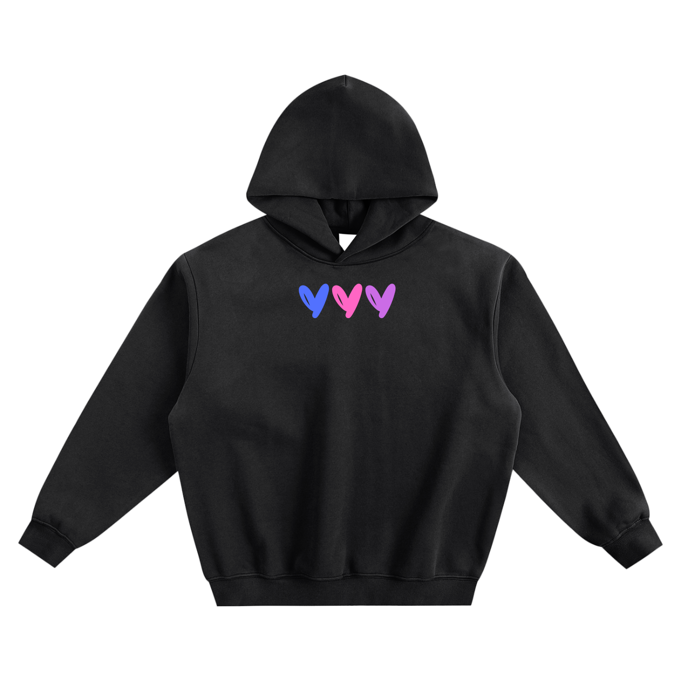 3 Hearts Fleeced Boxy Hoodie