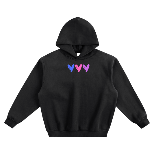 3 Hearts Fleeced Boxy Hoodie
