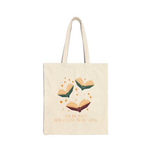 Ask Me What Romantasy I'm Reading Cotton Canvas Tote Bag