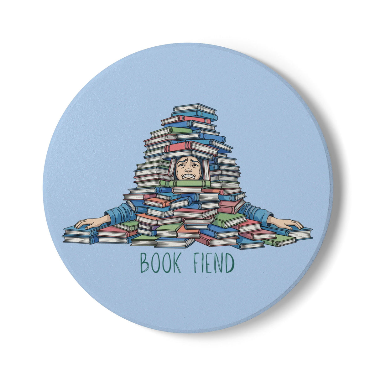 Book Fiend (Pile) Ceramic Coaster