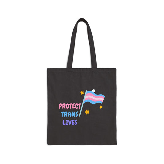Protect Trans Lives Cotton Canvas Tote Bag