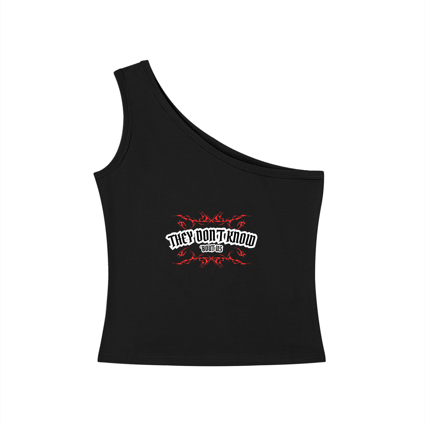 They Don't Know 'Bout Us One-Shoulder Crop T Shirt