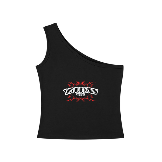 They Don't Know 'Bout Us One-Shoulder Crop T Shirt