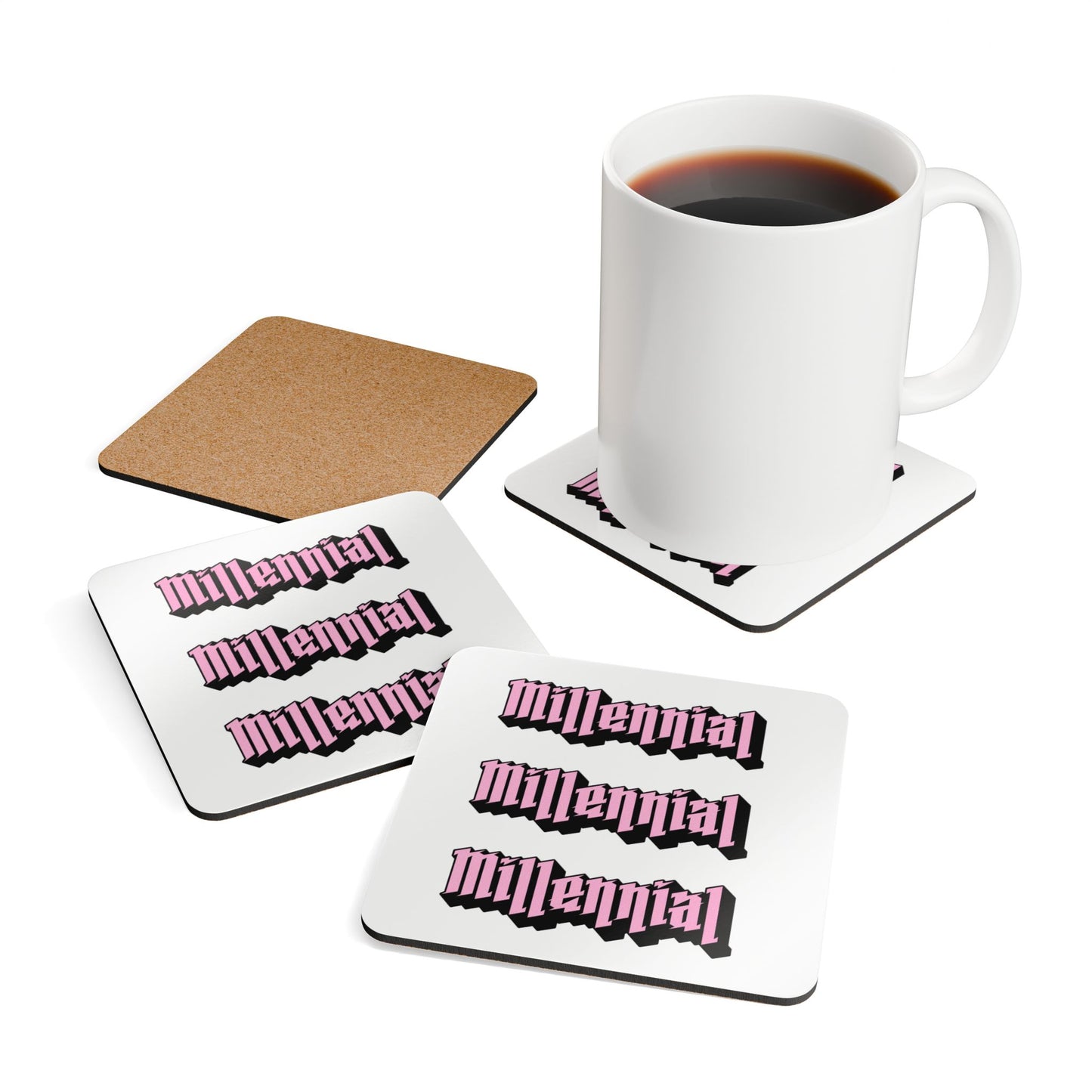 Millennial Pink Corkwood Coaster Set