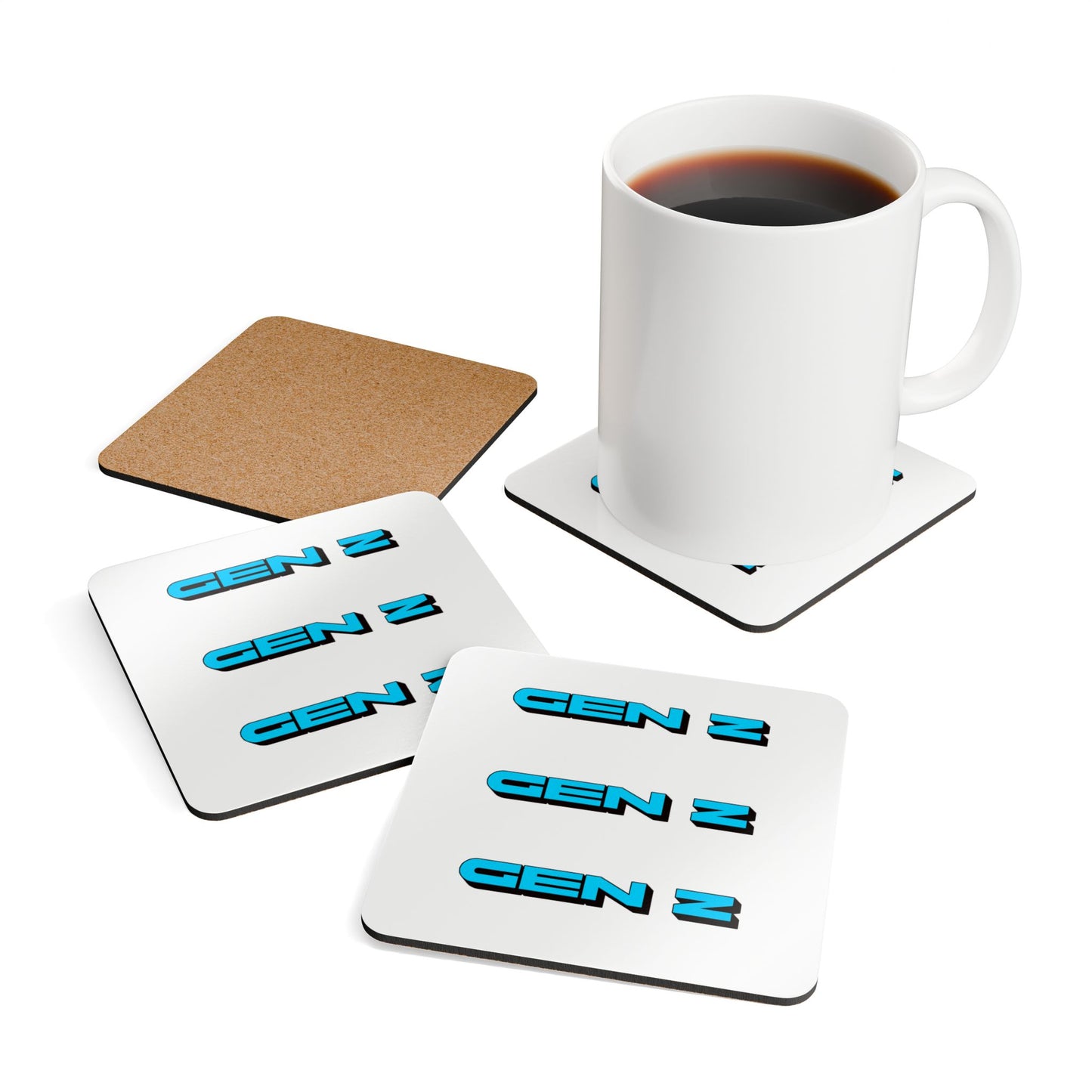 Gen Z Blue Corkwood Coaster Set