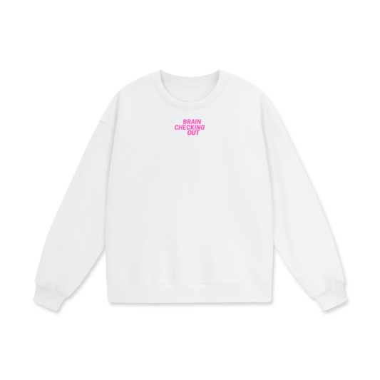 Brain Checking Out Heavyweight Drop Shoulder Oversized Fleece Sweatshirt