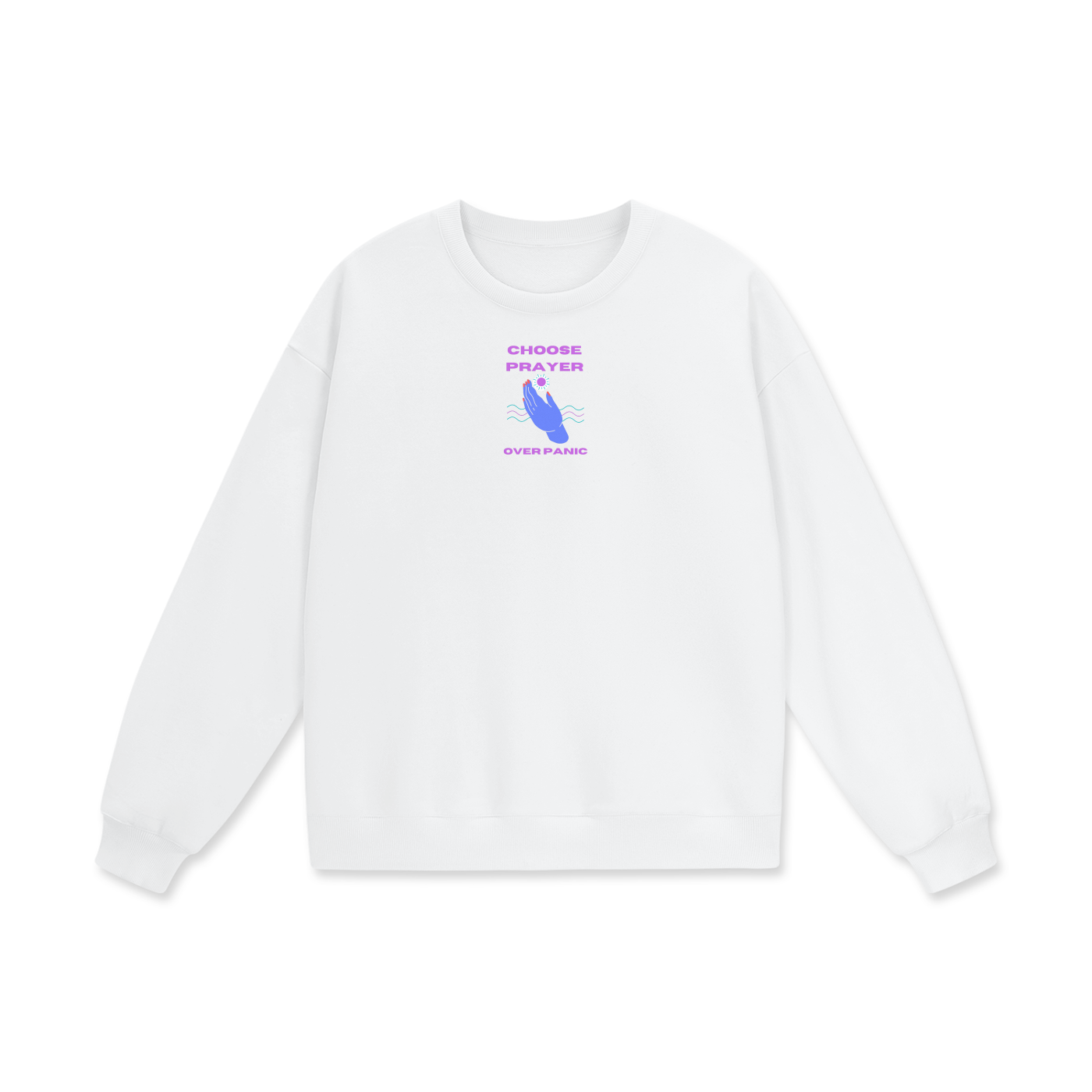 Choose Prayer Over Panic Heavyweight Drop Shoulder Oversized Fleece Sweatshirt