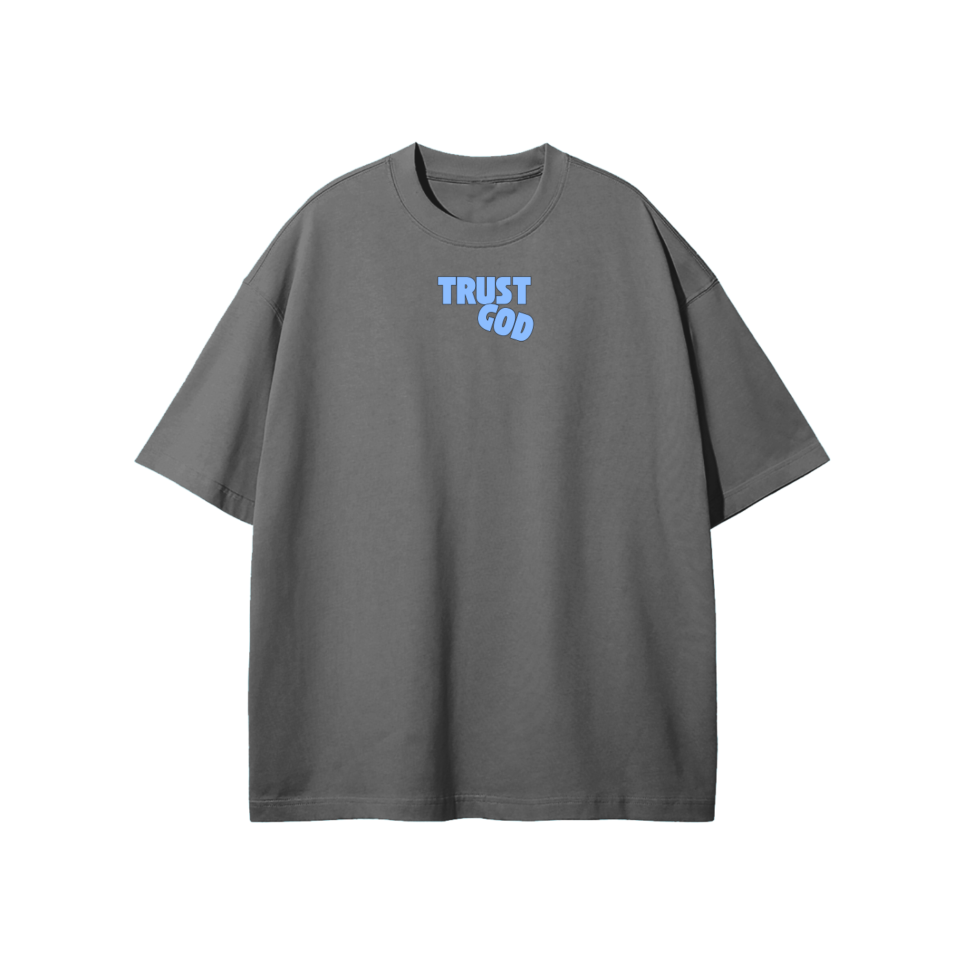 Trust God (Blue) Streetwear Heavyweight Loose Fit T-Shirt