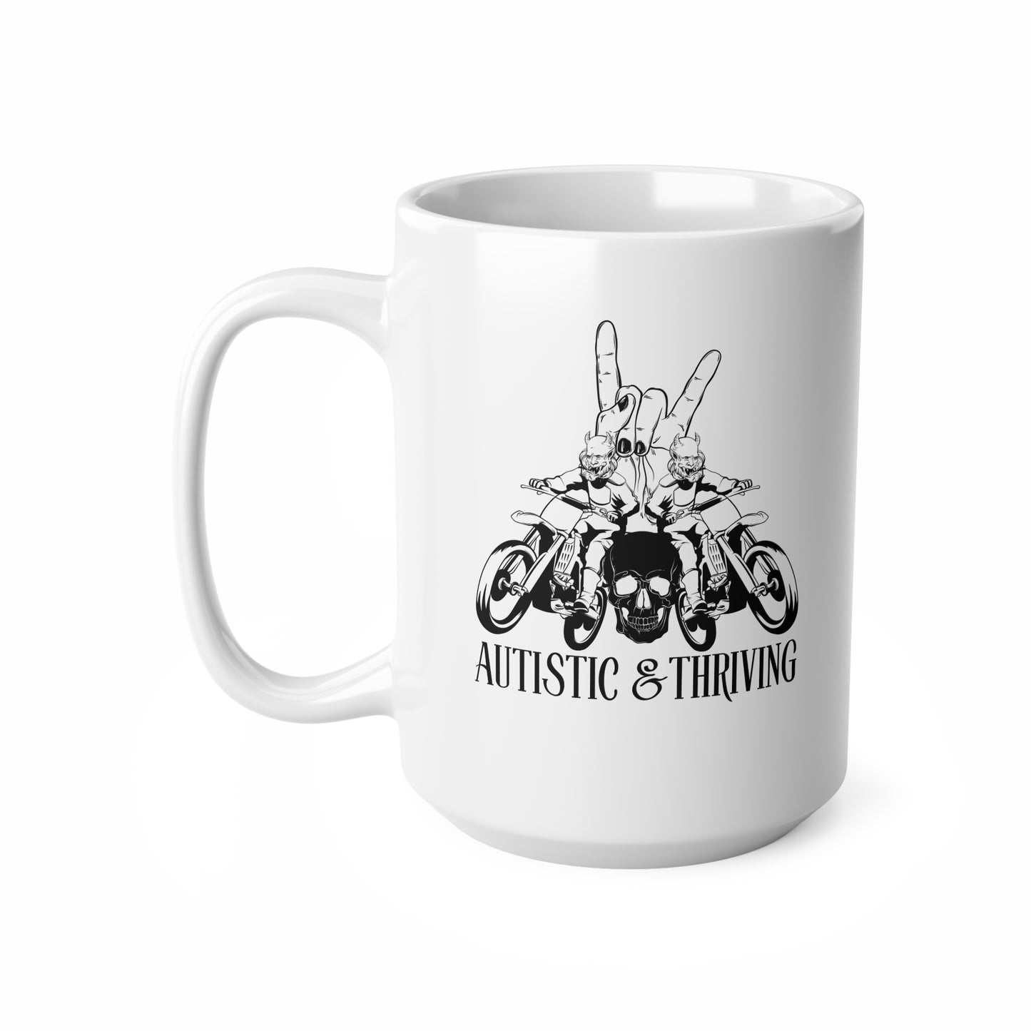 Autistic & Thriving Ceramic Coffee Cup, 15oz