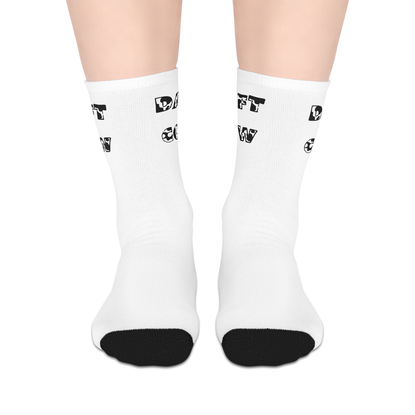 Daft Cow Mid-length Socks (White)