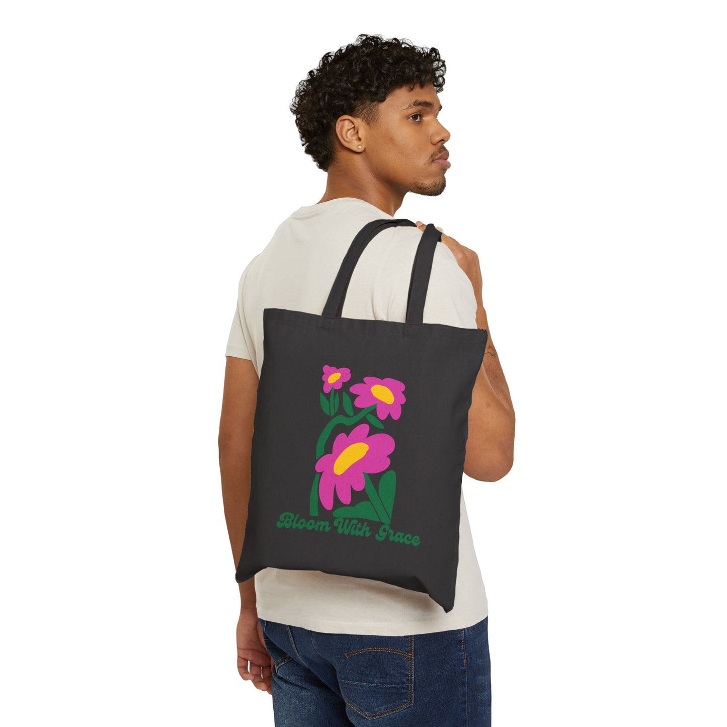 Bloom With Grace Cotton Canvas Tote Bag
