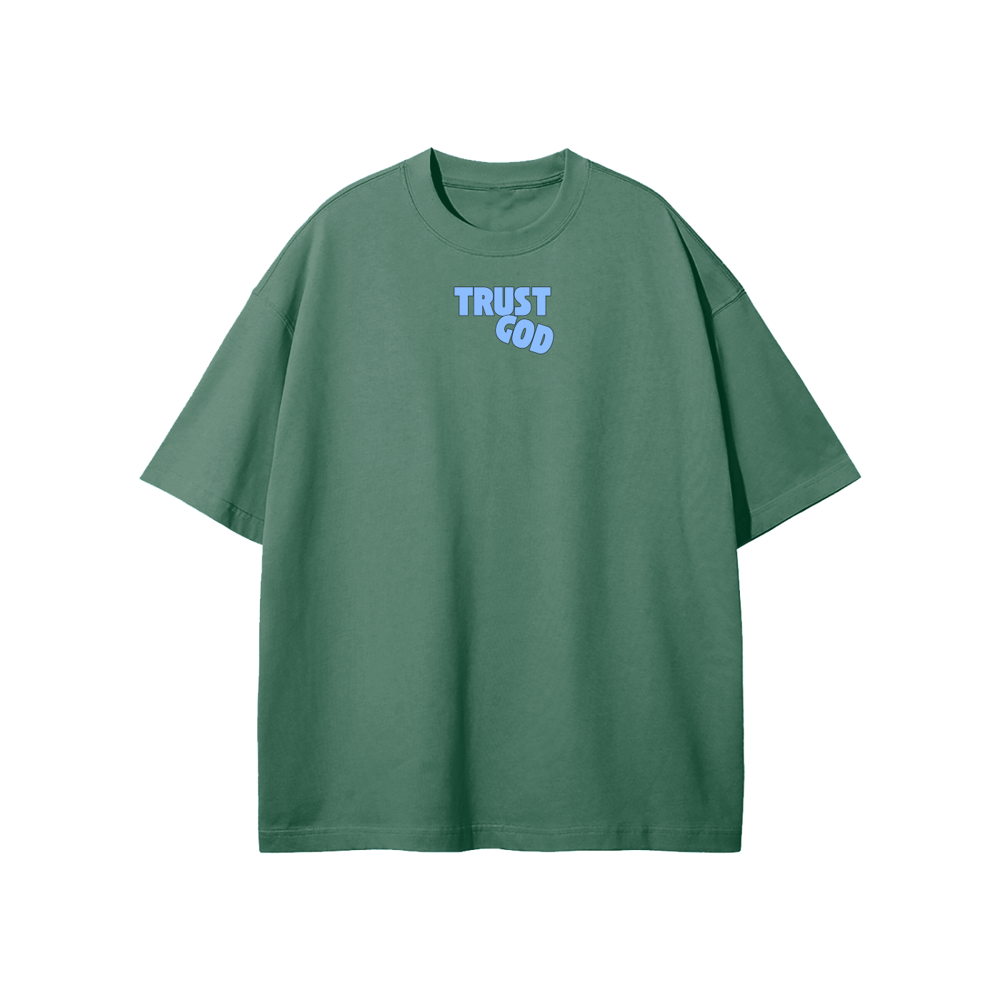 Trust God (Blue) Streetwear Heavyweight Loose Fit T-Shirt