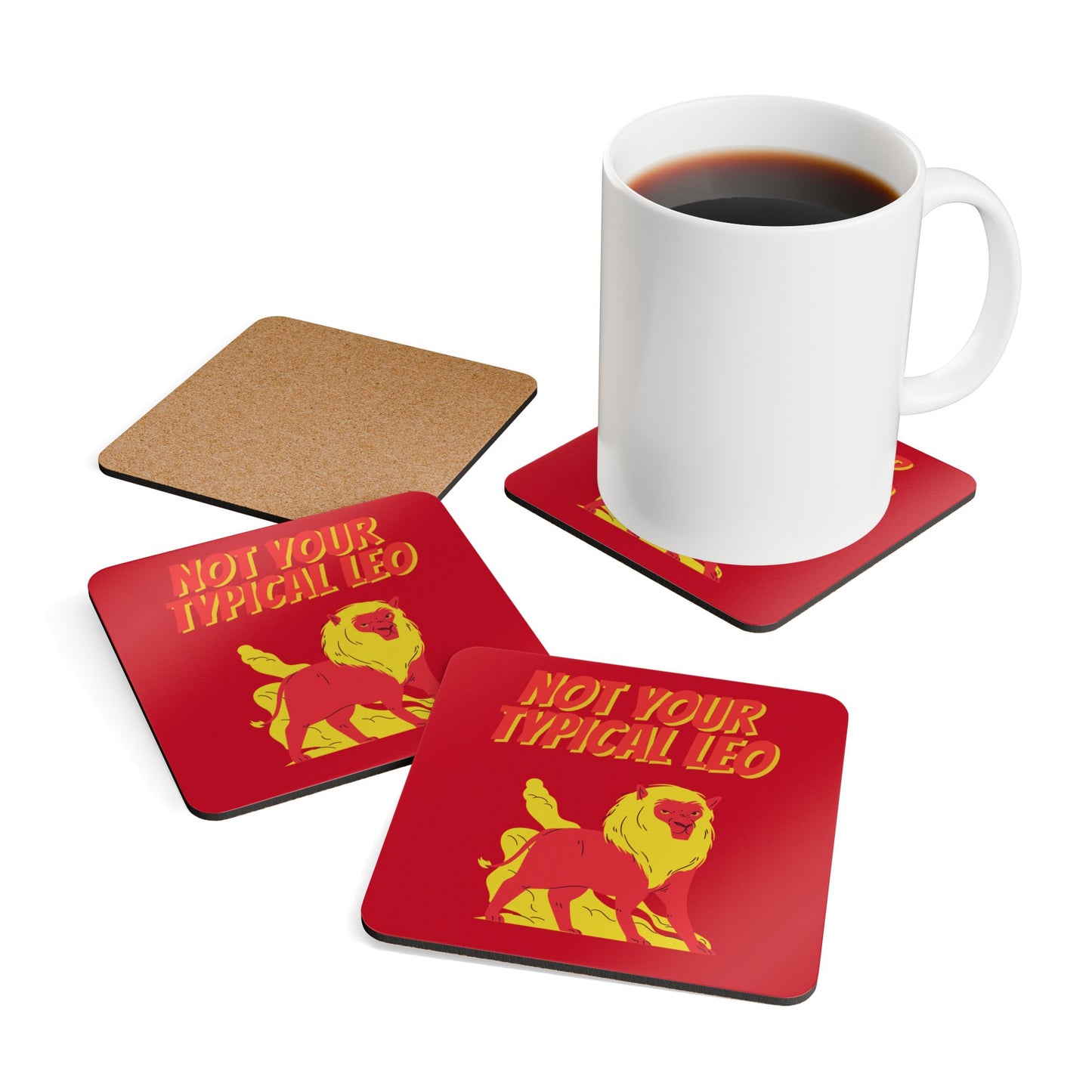 Not Your Typical Leo Corkwood Coaster Set