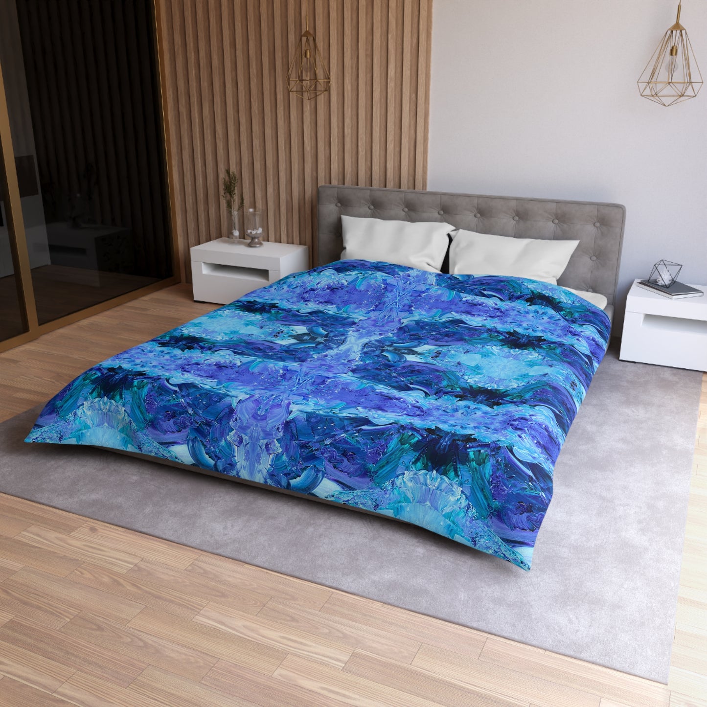 Waves Of Sapphire Microfiber Duvet Cover