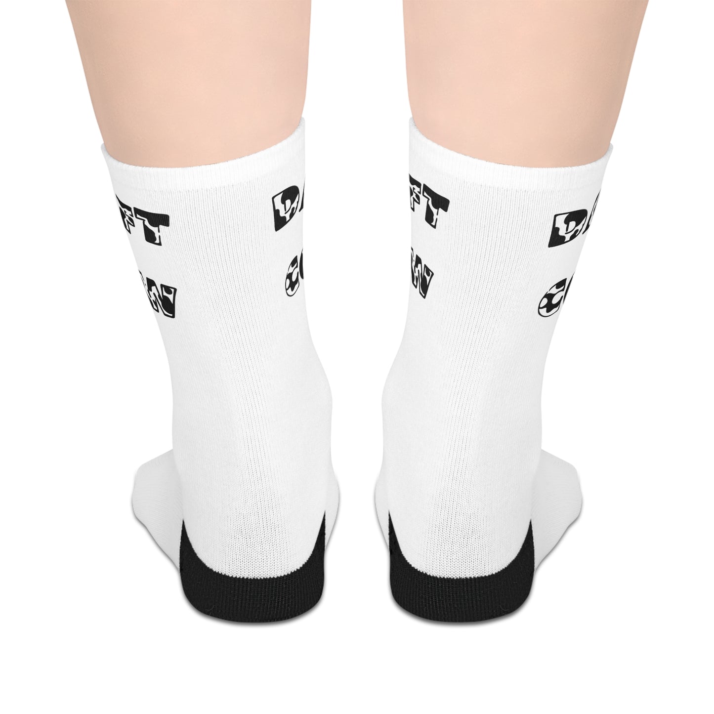 Daft Cow Mid-length Socks (White)
