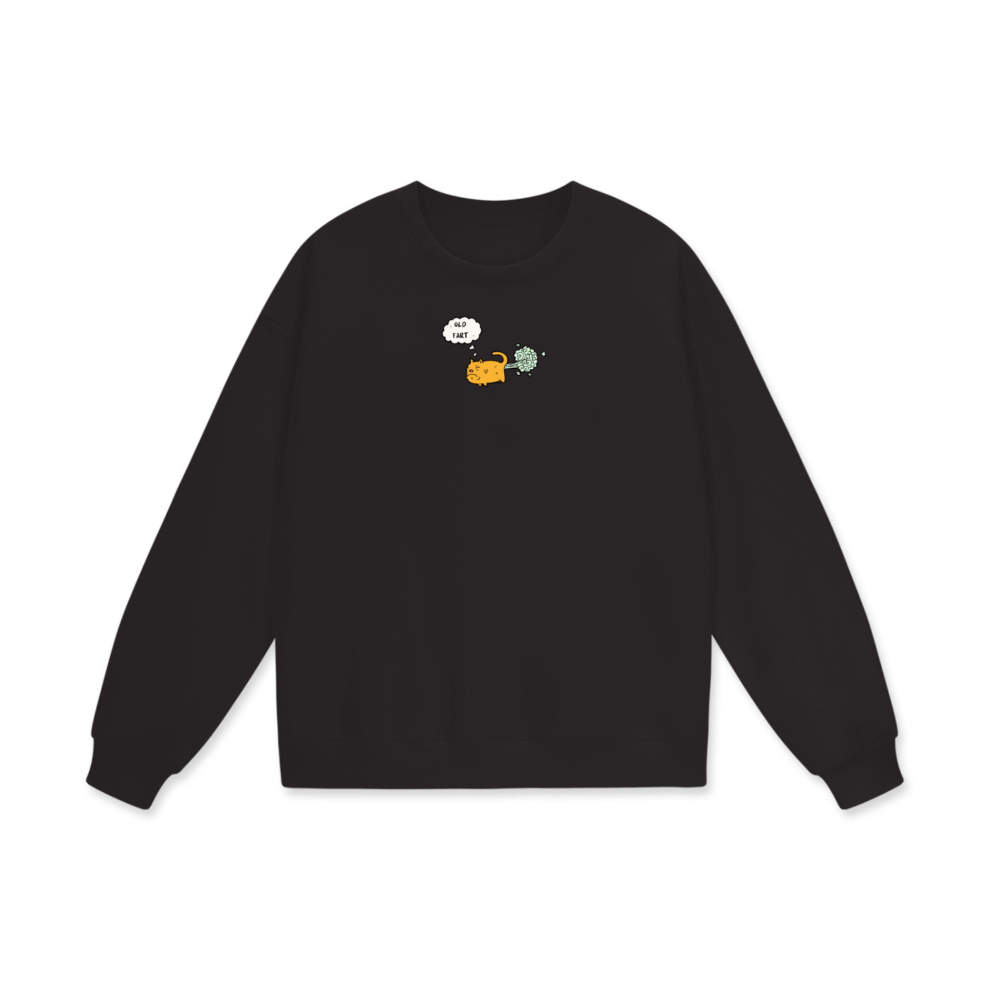 Old Fart (Cat) Heavyweight Drop Shoulder Oversized Fleece Sweatshirt