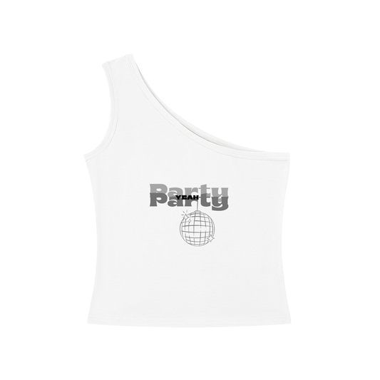Party Party Yeah One-Shoulder Crop T-Shirt