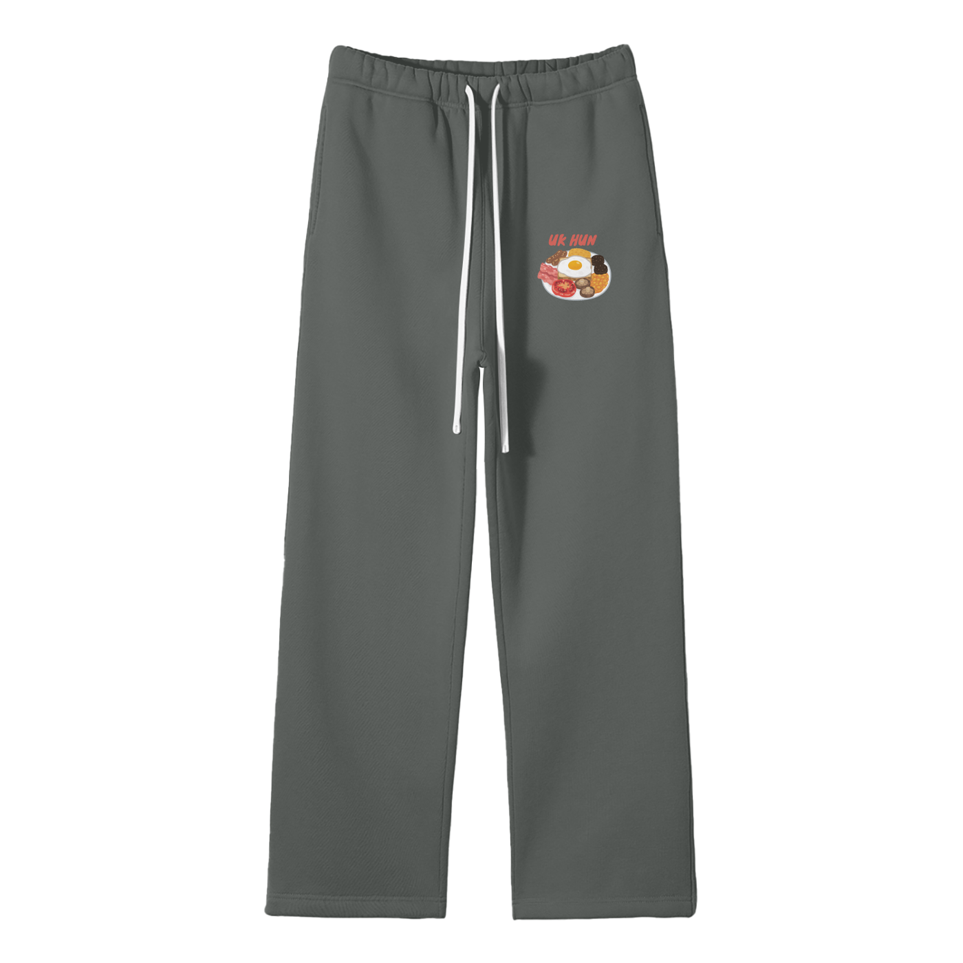 UK Hun (Breakfast) Streetwear Fleece Straight Leg Pants
