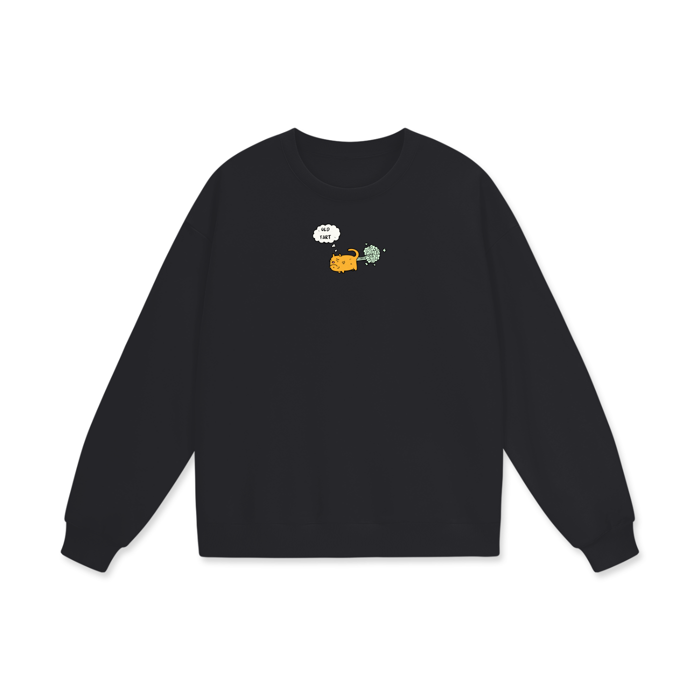 Old Fart (Cat) Heavyweight Drop Shoulder Oversized Fleece Sweatshirt