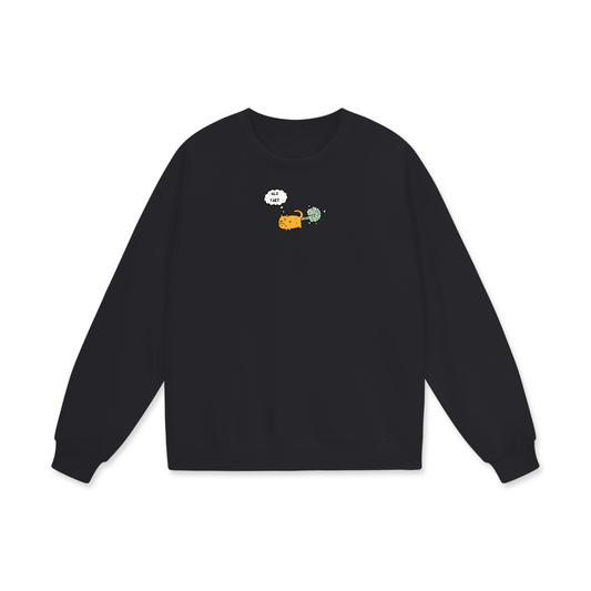 Old Fart (Cat) Heavyweight Drop Shoulder Oversized Fleece Sweatshirt