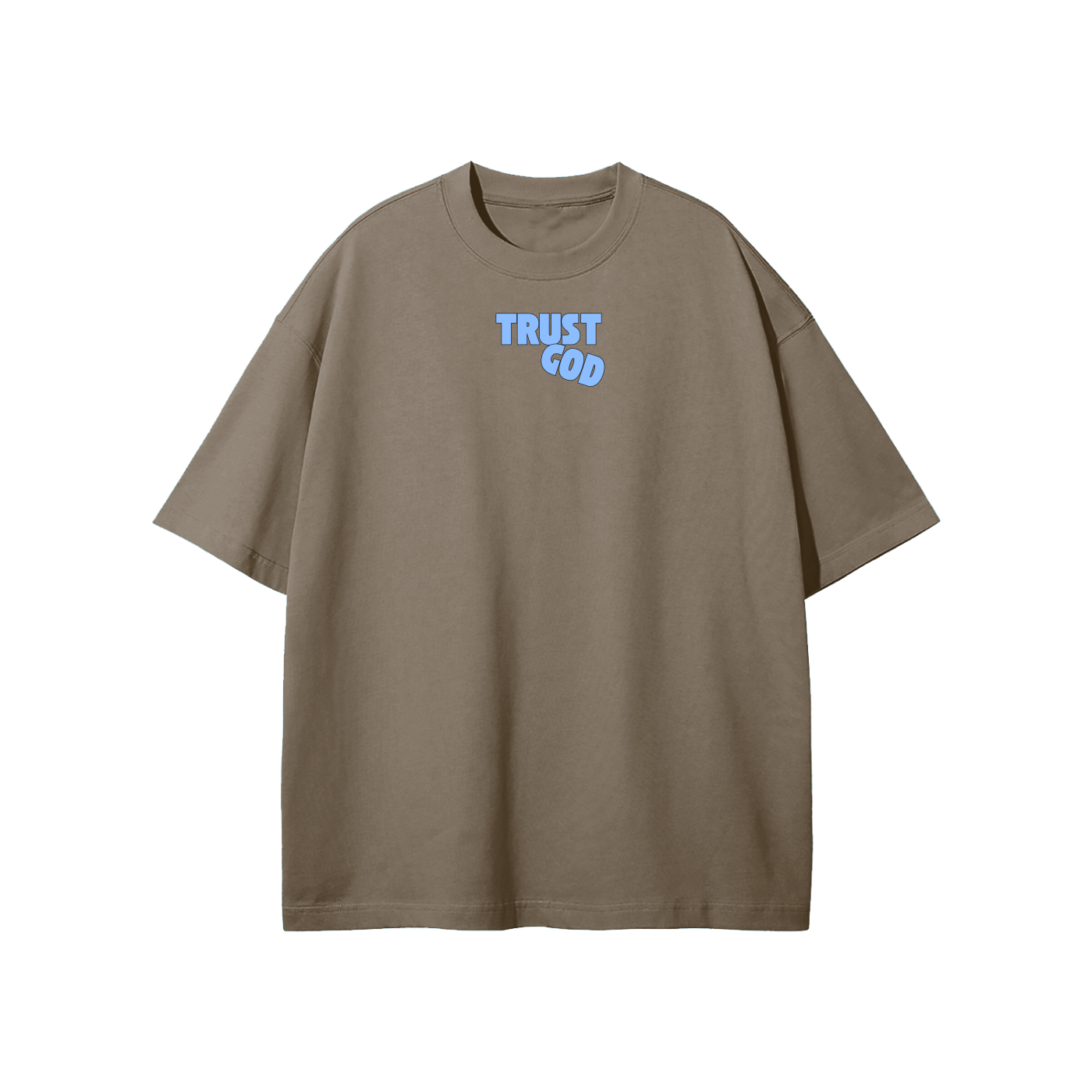 Trust God (Blue) Streetwear Heavyweight Loose Fit T-Shirt