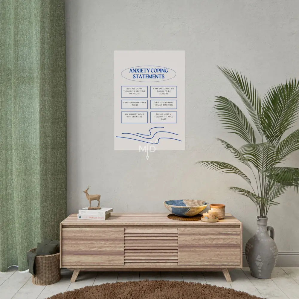 Anxiety Coping Statements Poster 23.4’’ x 33.1’’ (Vertical) / Matte Poster