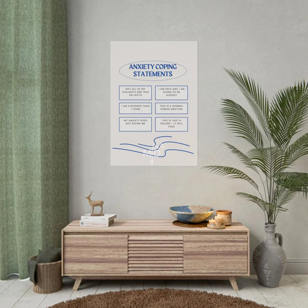 Anxiety Coping Statements Poster 28’’ x 40’’ (Vertical) / Matte Poster