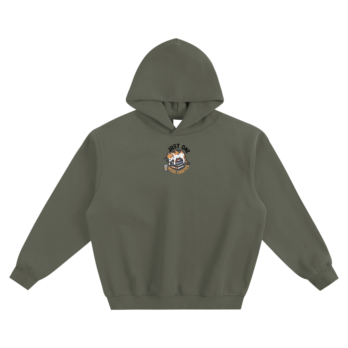 Just One More Chapter (Cat) Fleeced Boxy Hoodie