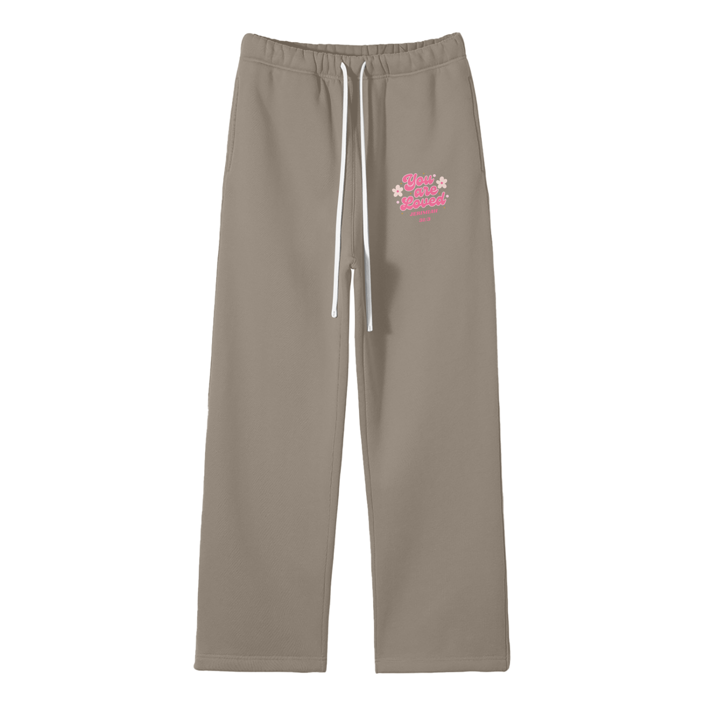 You Are Loved Streetwear Unisex Solid Color Fleece Straight Leg Pants