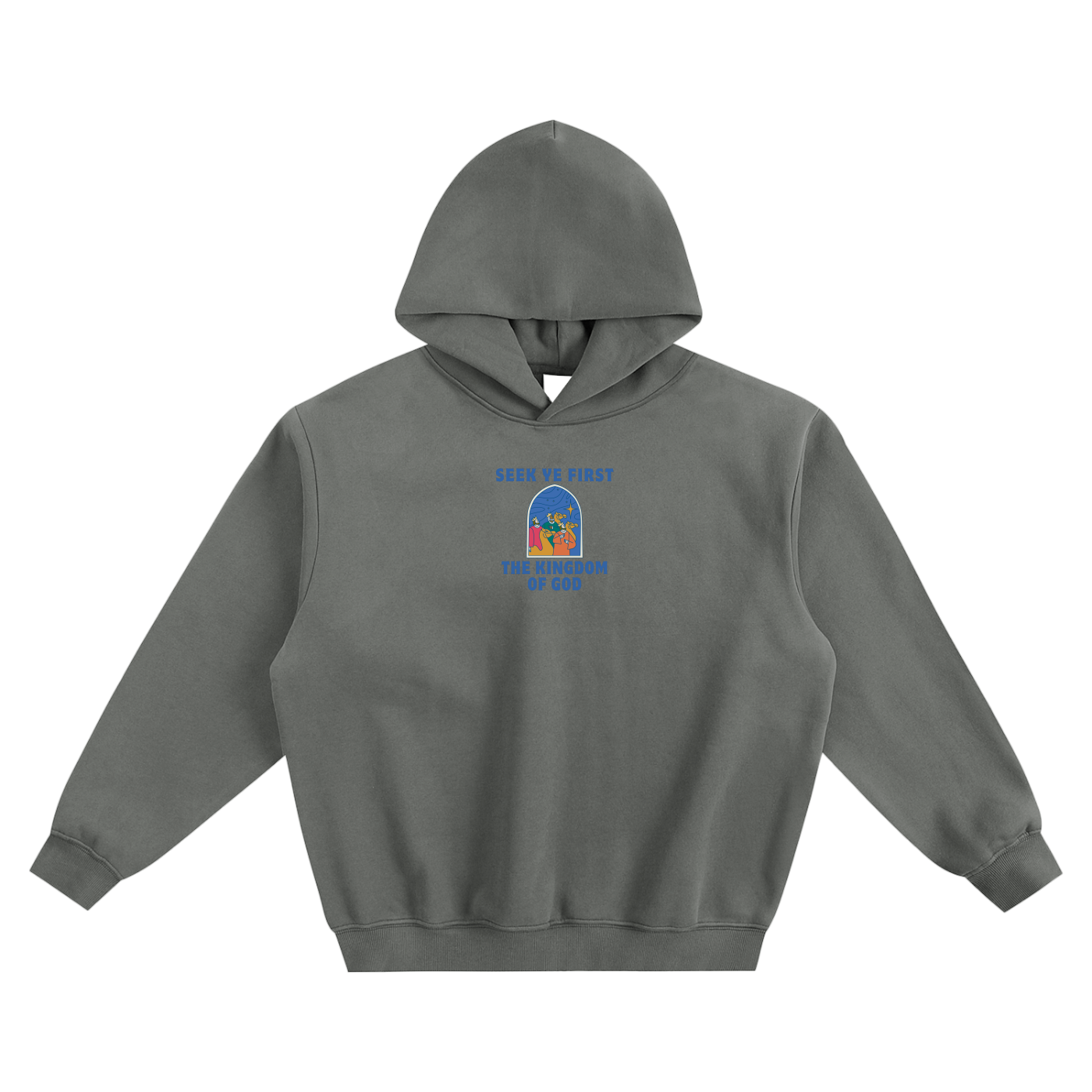 Seek Ye First The Kingdom Of God Fleeced Boxy Hoodie