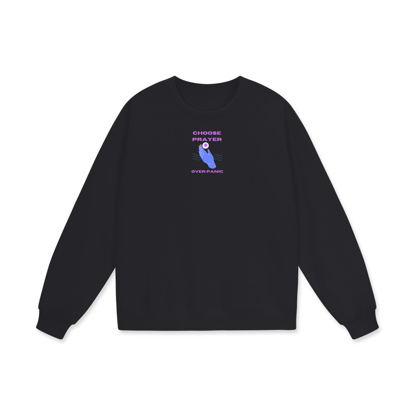 Choose Prayer Over Panic Heavyweight Drop Shoulder Oversized Fleece Sweatshirt