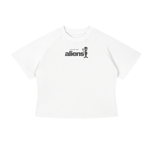 We Livin That Aliens Crop T-Shirt