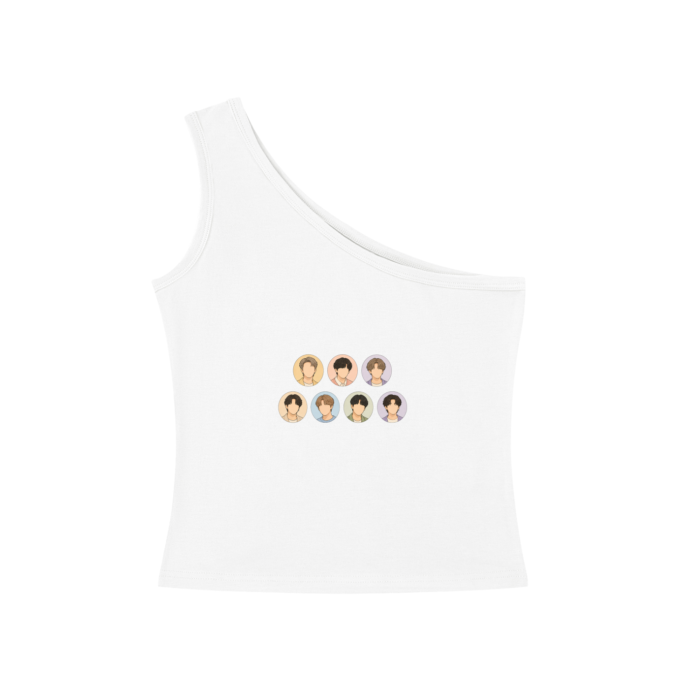 BTS All Members One-Shoulder Crop T Shirt