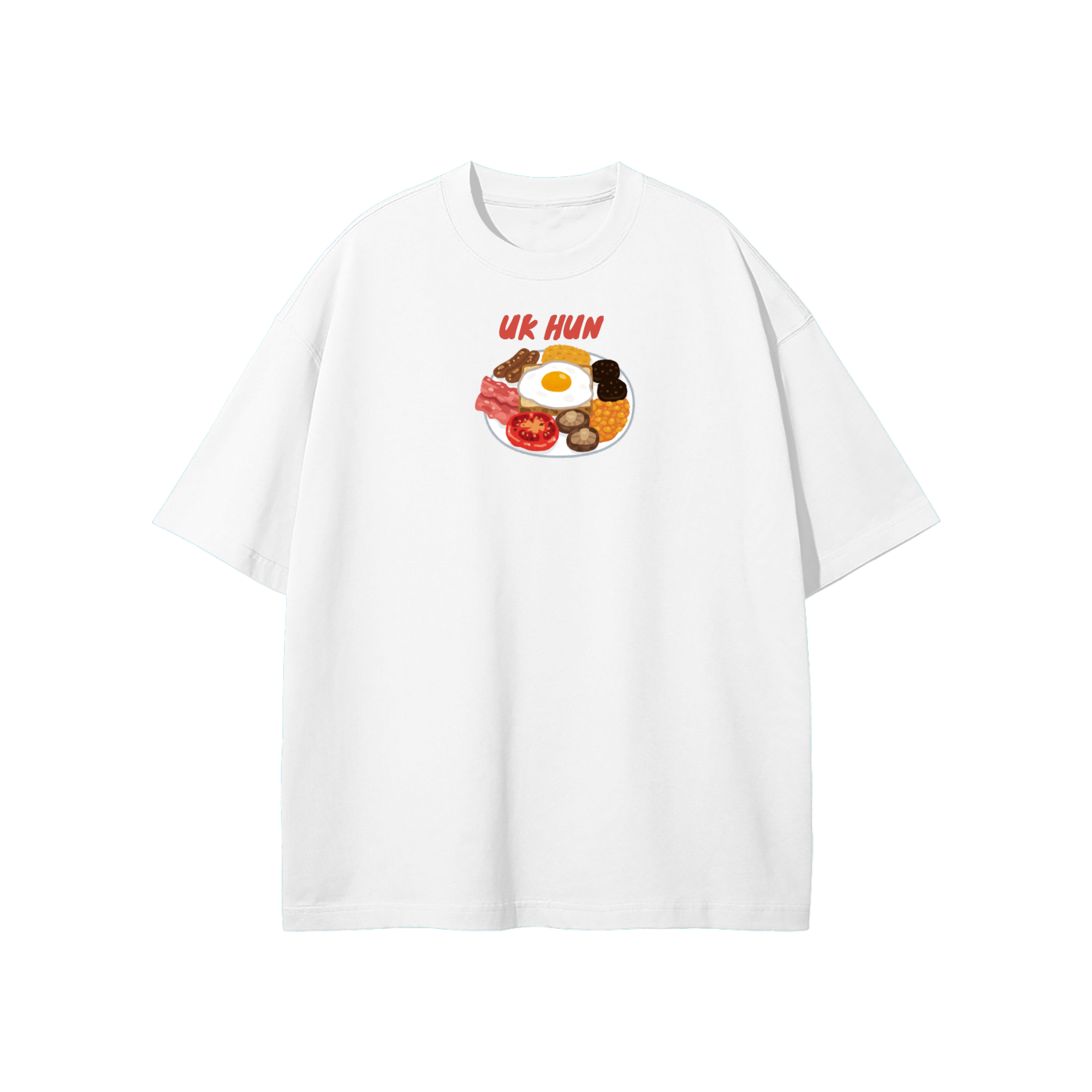 UK Hun (Breakfast) Streetwear Heavyweight Loose Fit T-Shirt