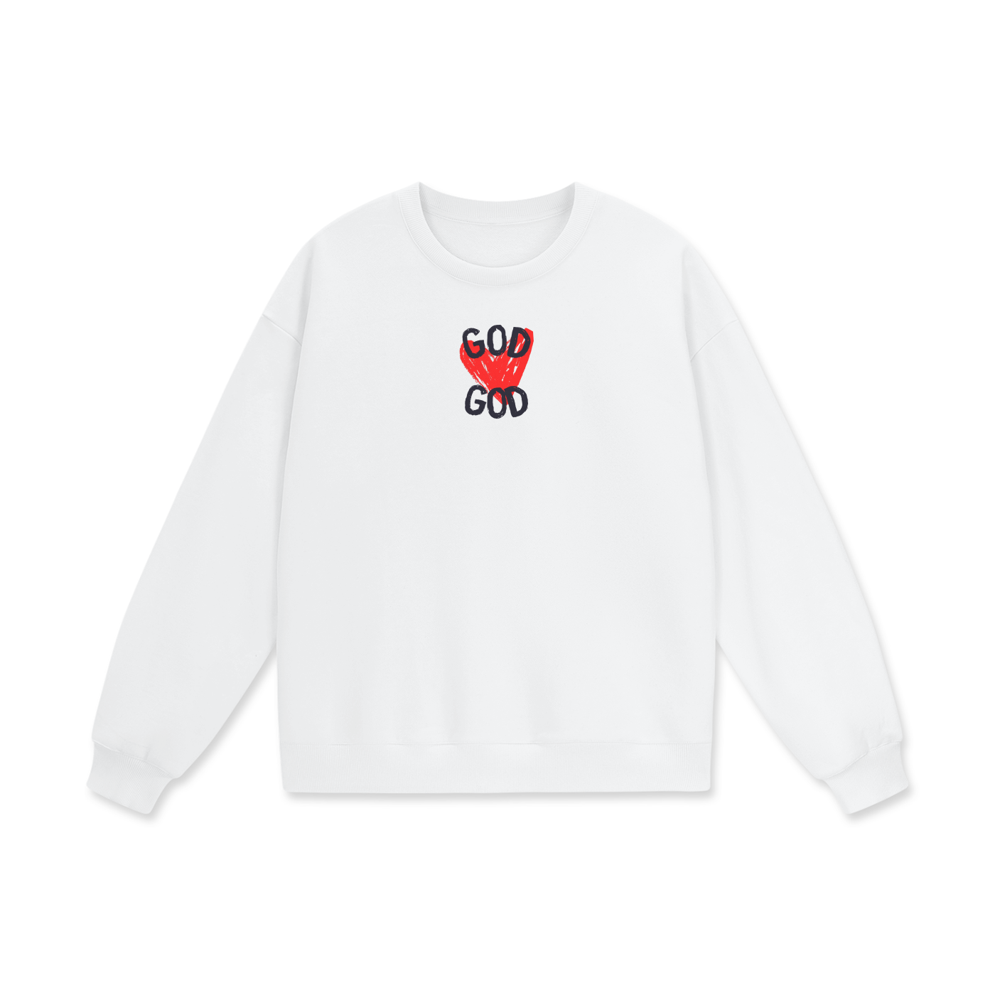 God (Heart) Heavyweight Drop Shoulder Oversized Fleece Sweatshirt